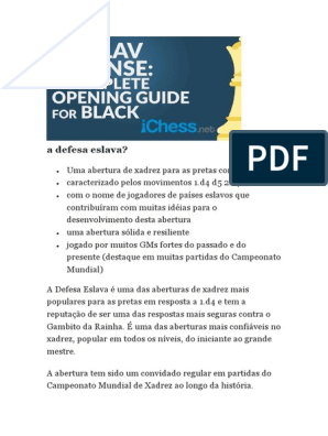 O Que É A Defesa Eslava, PDF, Aberturas (xadrez)