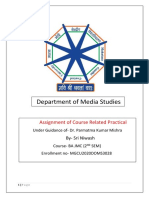 Department of Media Studies: Assignment of Course Related Practical