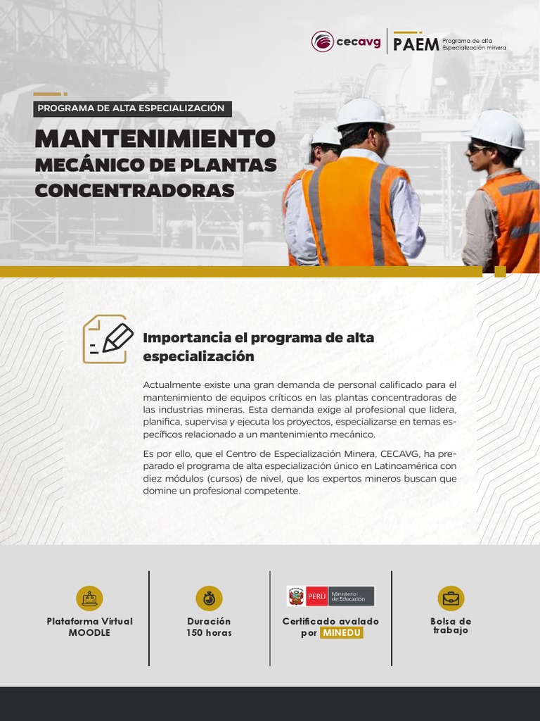 Temario - PAEM Mantenimiento Mecanico de Planta Concentradora | PDF ...
