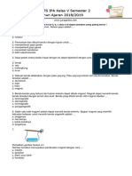 Soal UTS IPA Kelas 5 Semester 2 Tahun 2018-2019