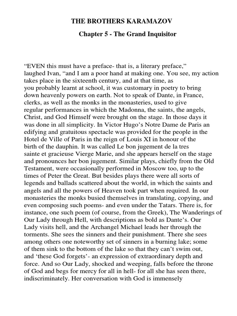 Grand Inquisitor Dostoevsky PDF Thou The Brothers Karamazov