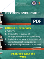 Entrepreneurship Lesson on Relevance, Competencies and Types