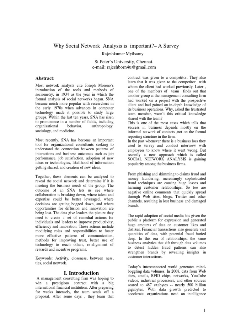 Importance of Social Network Analysis | PDF | Social Network | Information