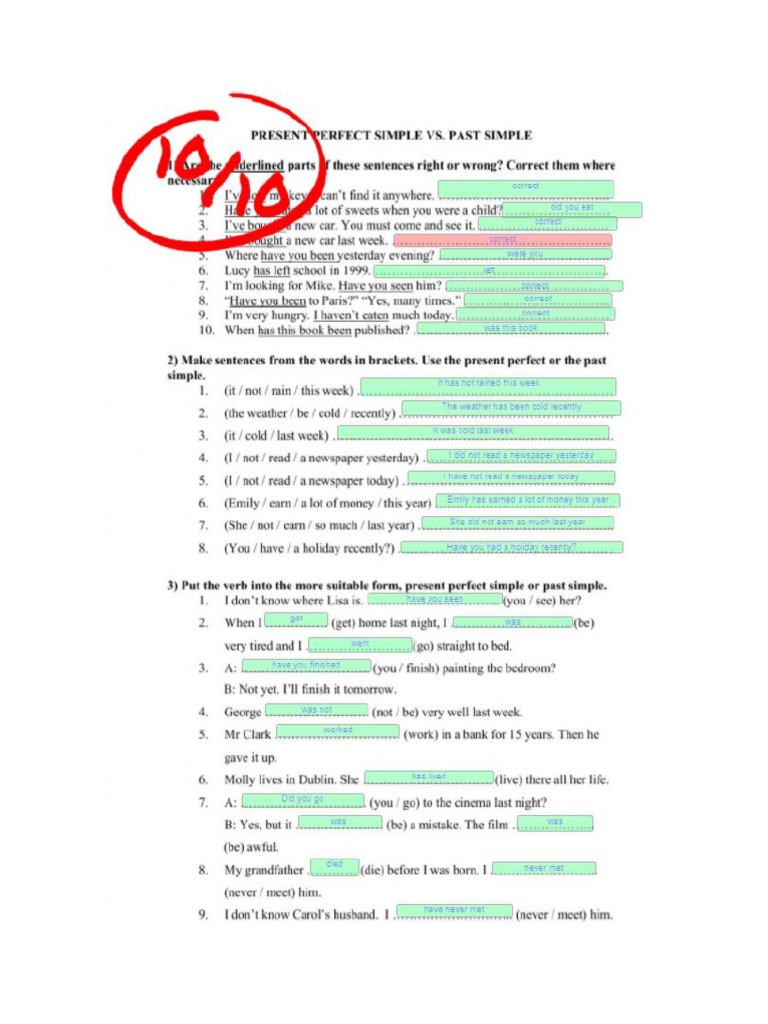 Present Perfect Vs Past Simple | PDF