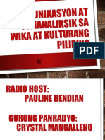 Komunikasyon at Pananaliksik Sa Wika at Kulturang Pilipino