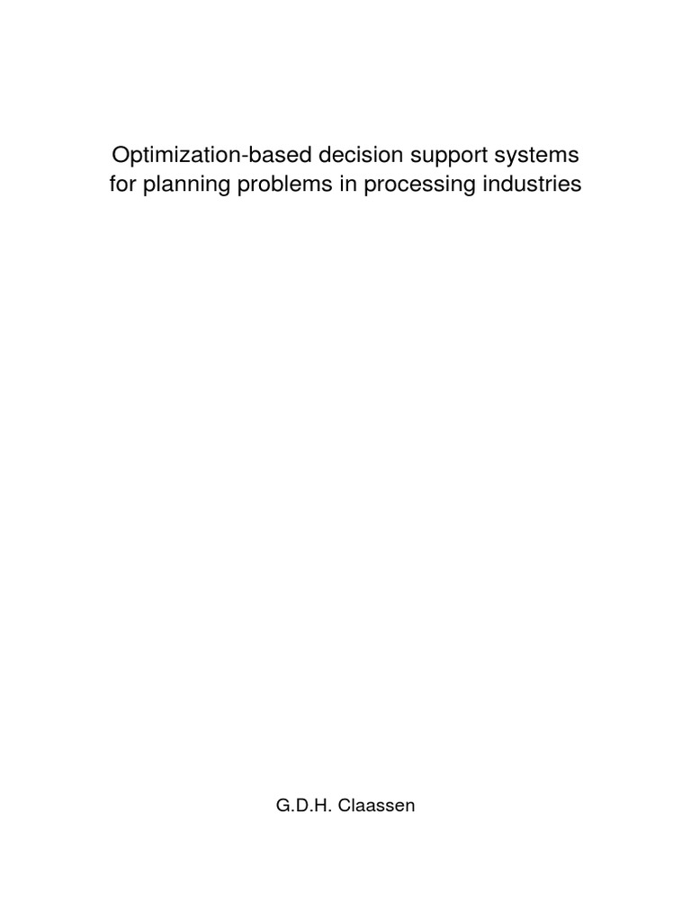 Optimization-Based Decision Support Systems For Process Industry | PDF ...