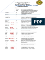 Calendar of Activities For Graduate Studies: (New Schedule)