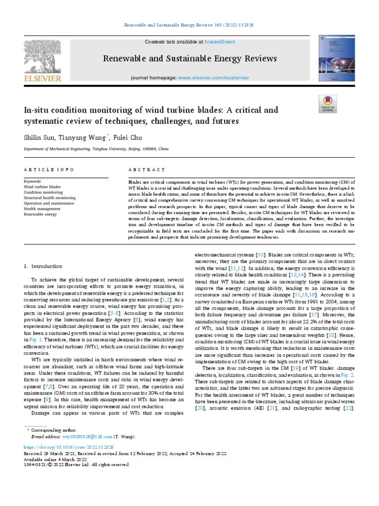 In-Situ Condition Monitoring of Wind Turbine Blades | PDF | Wind Power ...