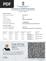 Certificate For COVID-19 Vaccination: Beneficiary Details