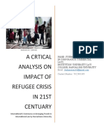 A Crtical Analysis On Impact of Refugee Crisis in 21St Centuary