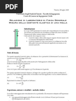 Misura Della Costante Elastica Di Una Molla