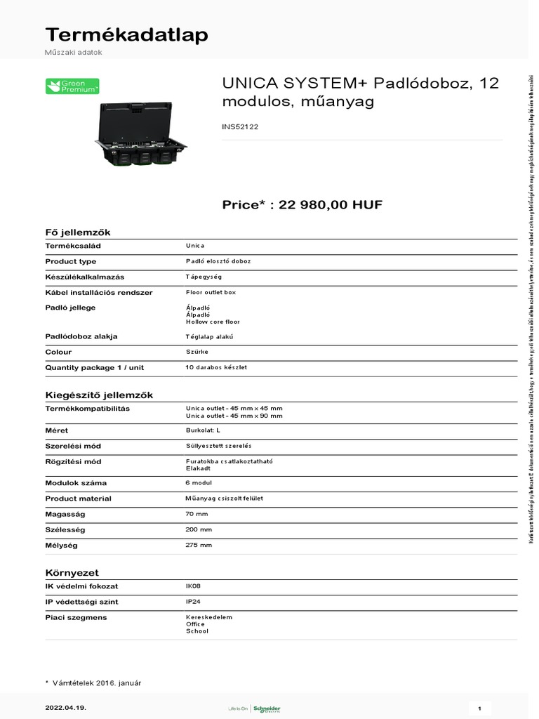 Unica System+ INS52122 | PDF