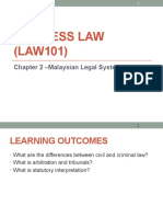 Business Law (LAW101) : Chapter 2 - Malaysian Legal System 2