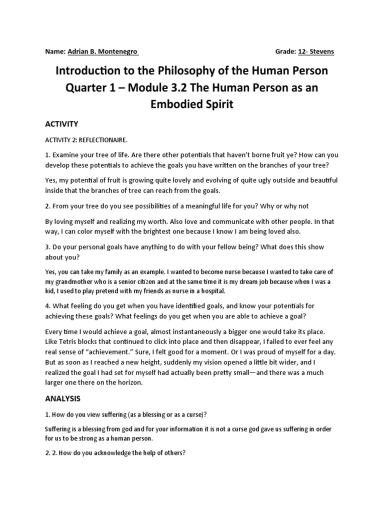 Introduction To The Philosophy of The Human Person Quarter 1 - Module 3 ...