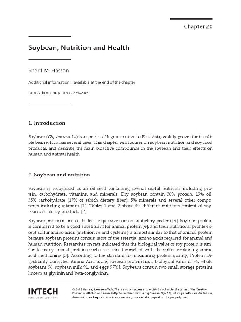 InTechSoybean Nutrition and Health PDF Soybean Cholesterol