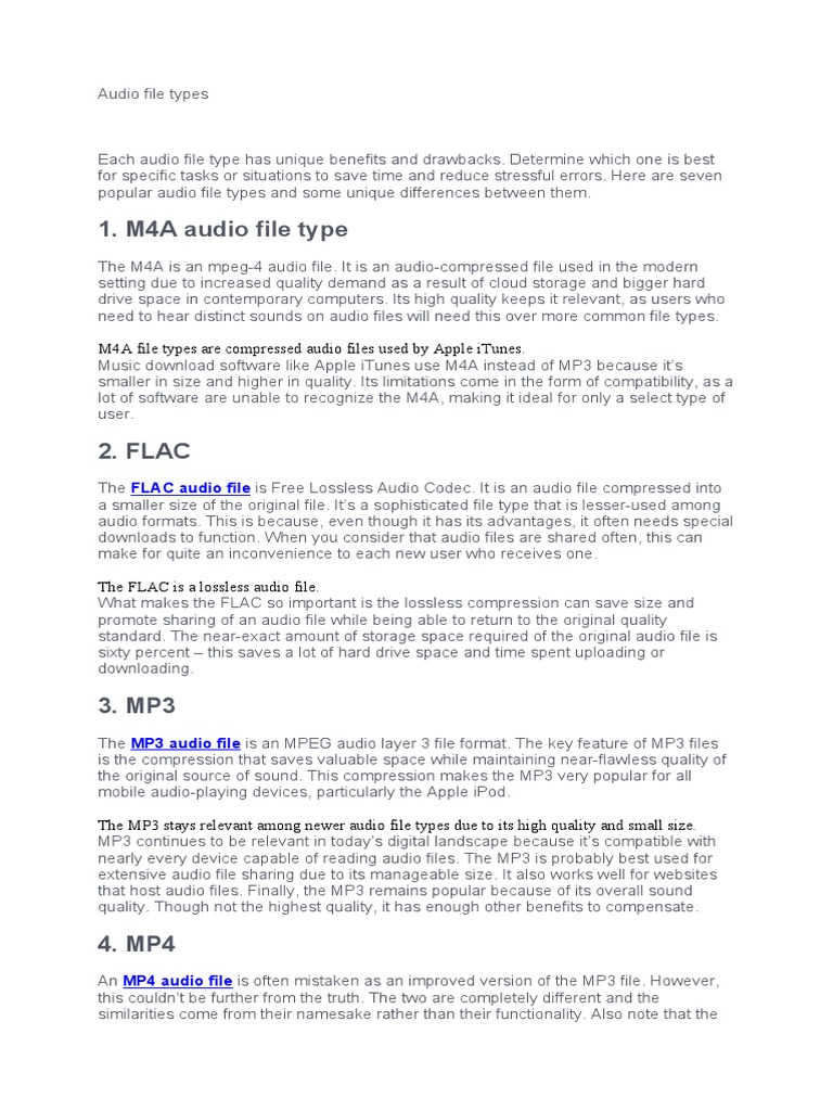 Audio file types PDF Mp3 Data Compression