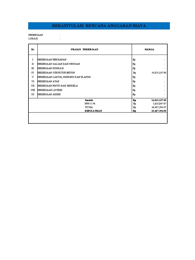 Rab Pembangunan Rumah Type 36 | PDF