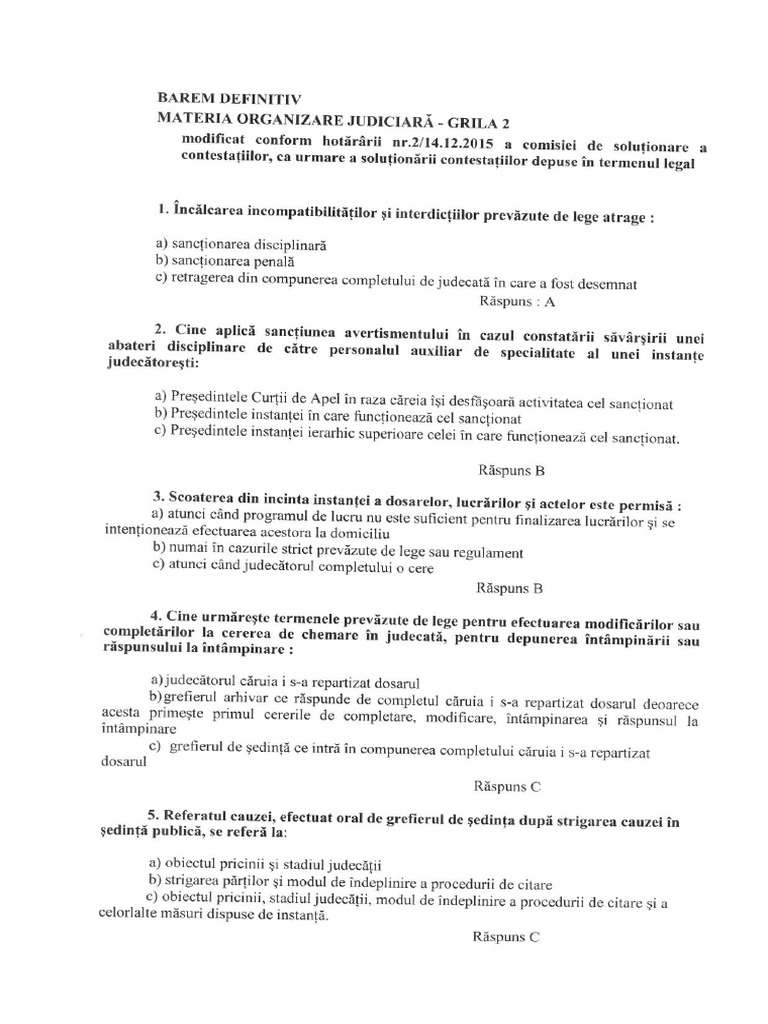 21 Barem Definitiv ORGANIZARE JUDICIARA PDF