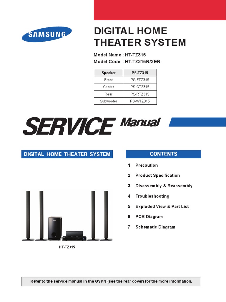 Comprehensive Service Manual for the HTTZ315 Digital Home Theater