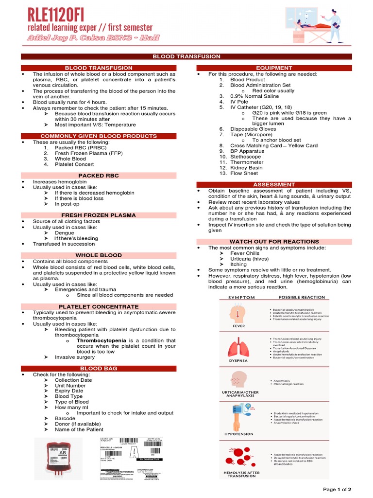 Blood Transfusion Blood Transfusion Equipment: Packed RBC | PDF | Blood ...