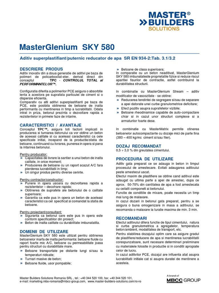 Master Builders Solutions Technical Data Sheet - MasterGlenium SKY 580 ...