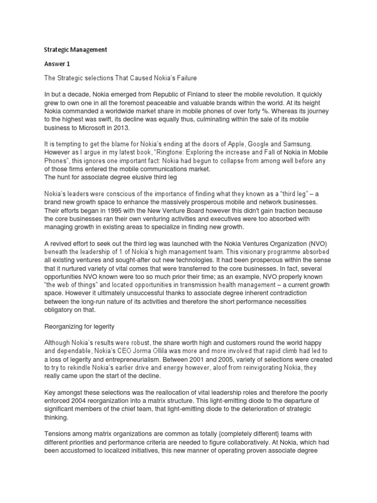 Strategic Management Answer 1 Pdf Strategic Management Business