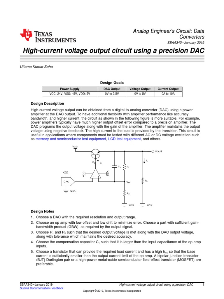 HighCurrent Voltage Output Circuit Using A Precision DAC PDF
