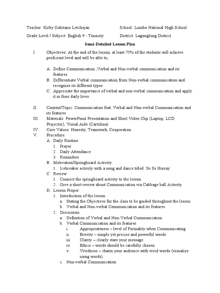 EFFECTIVE COMMUNICATION LESSON PLAN PDF visual data 4