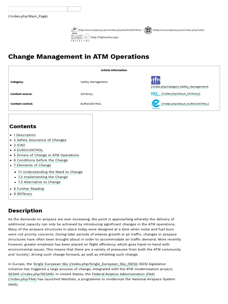 Change Management in ATM Operations SKYbrary Aviation Safety PDF