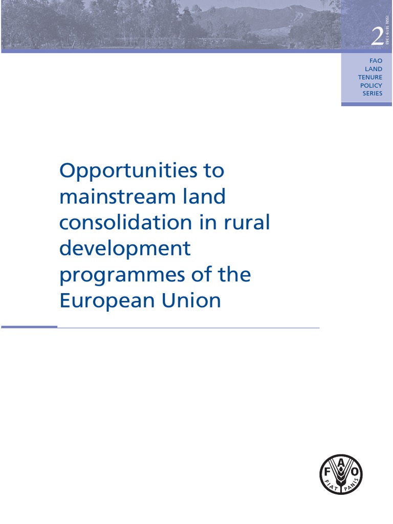 Opportunities To Mainstream Land Consolidation in Rural Development