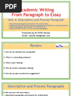 Academic Writing - 4 - Descriptive and Process Paragraphs