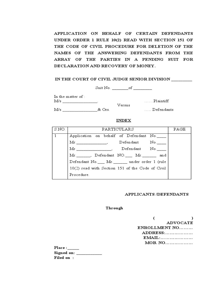 Order 1 rule 10 pdf lawsuit affidavit