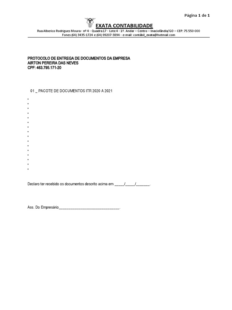 Protocolo de Devolucao de Documentos | PDF