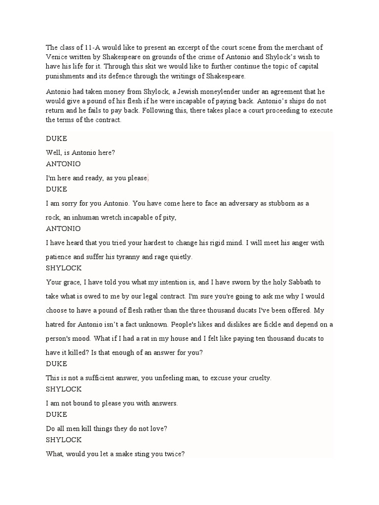 Court Scene Excerpt from Merchant of Venice | PDF | Shylock
