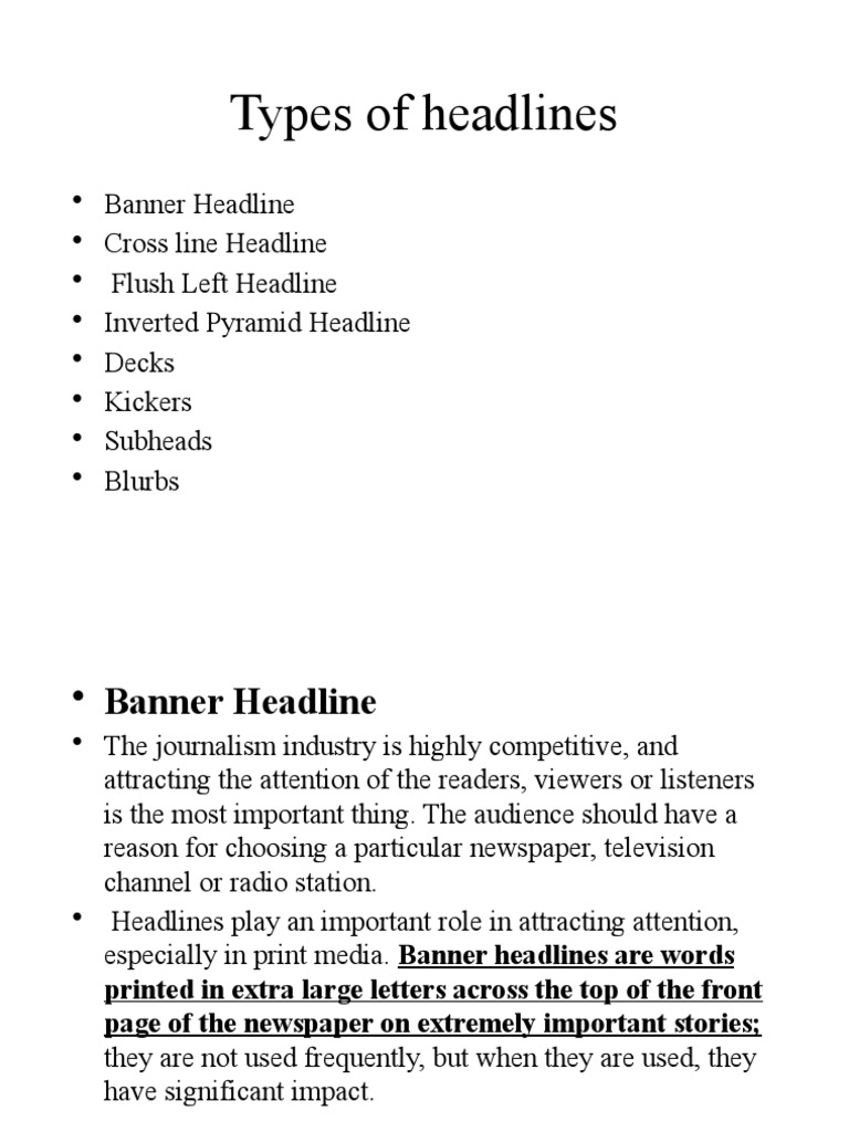 4 Headline Types PDF Newspapers News