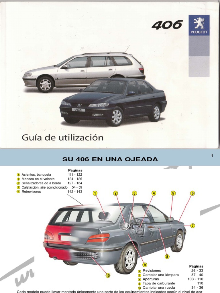 Manual Peugeot 406 2003 PDF Airbag Lubricante