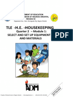 Tle - H.E. - Housekeeping: Quarter 2 - Module 1: Select and Set Up Equipment and Materials