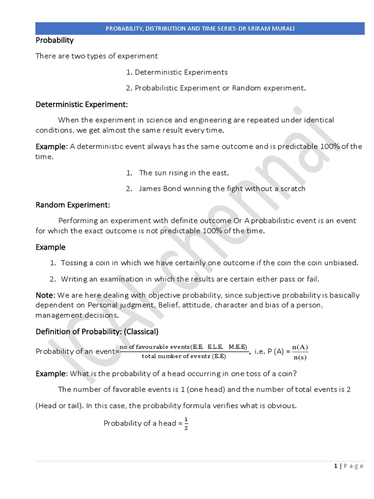 Probability, Distributuion and Time Series | PDF | Probability ...
