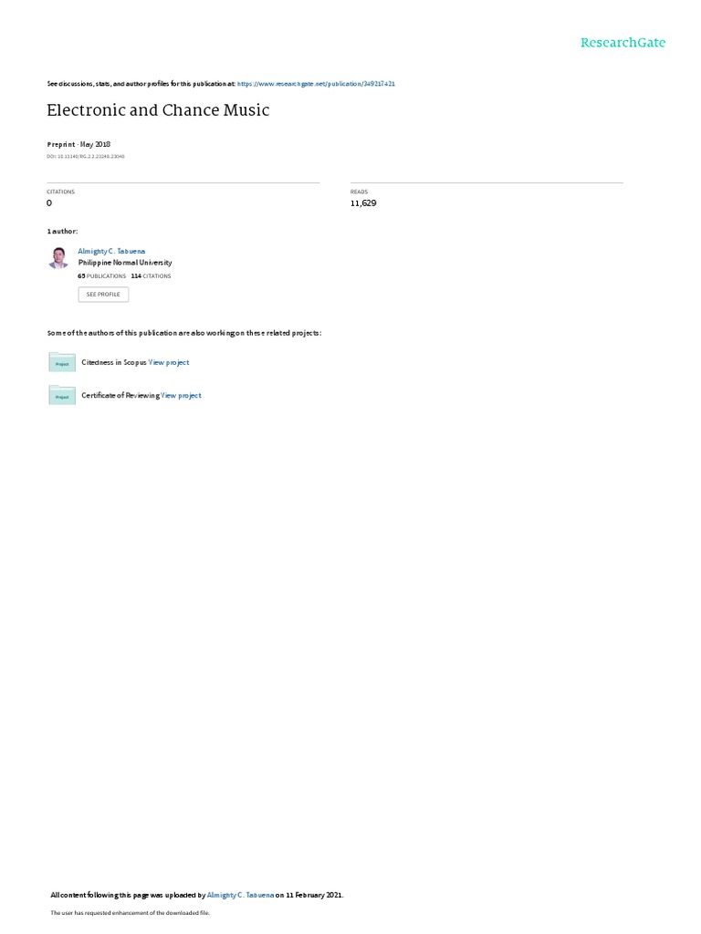 Electronic and Chance Music PDF Musical Compositions Performing Arts