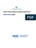 For The 2022 Fall Admission Regular Track KAIST International Graduate Application Guide