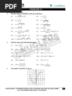 Exercise # 1: Subjective Type Questions 1. Find The Domain of Definition of The Given Functions