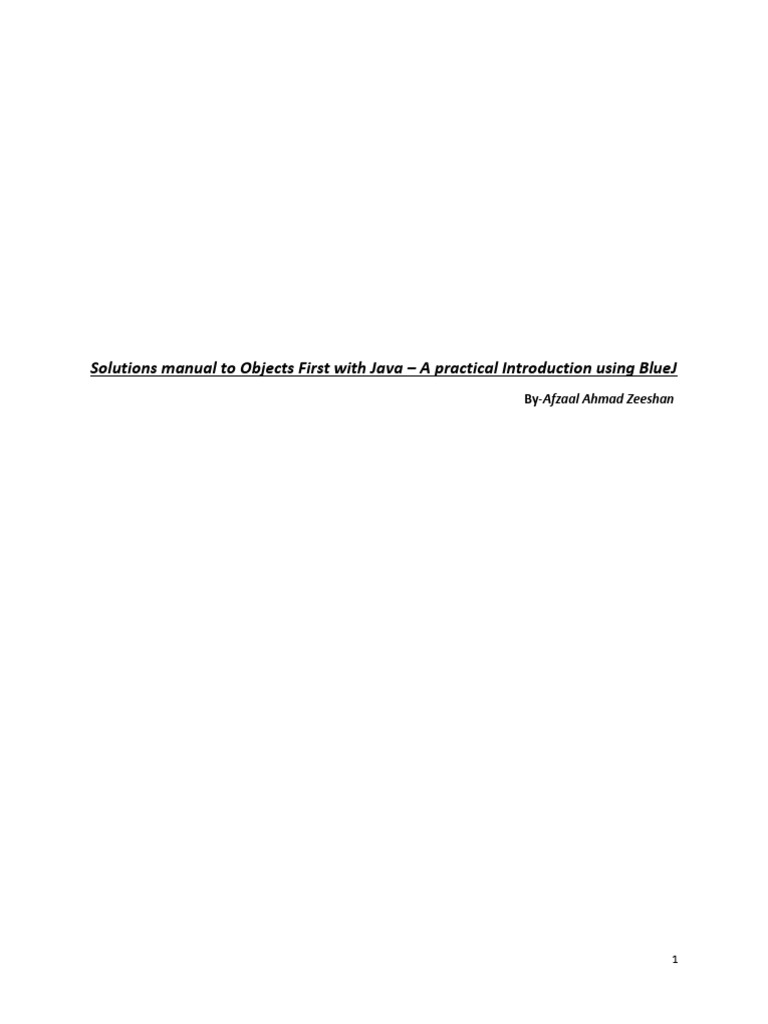 Solutions Manual To Objects First With Java A Practical in | PDF ...