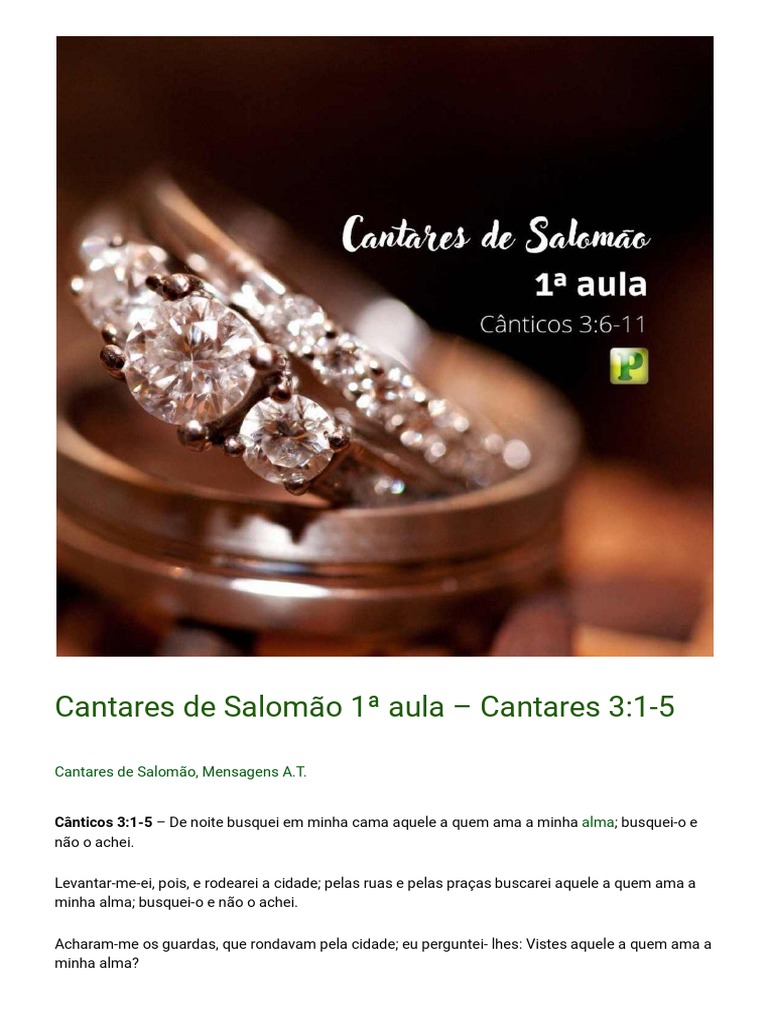 Cantares de salomao 1a aula cantares 3 1 5 download gr tis pdf