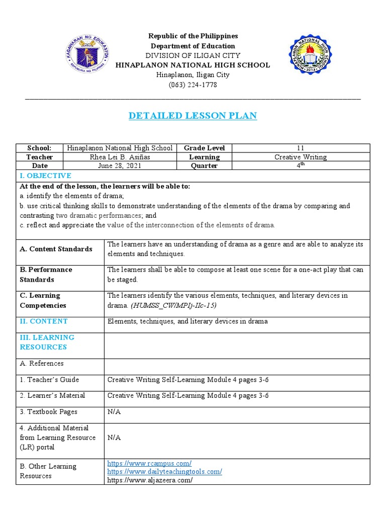 Elements of Drama in Creative Writing | PDF | Plot (Narrative) | Learning
