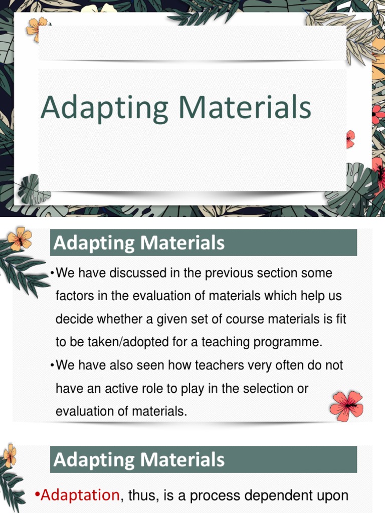 Adapting Materials PDF Learning Teachers