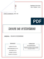 Note de Synthese - Finance D'entreprise