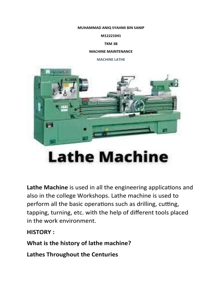 Machine Lathe (Machine Maintenance) PDF Machining Belt (Mechanical)