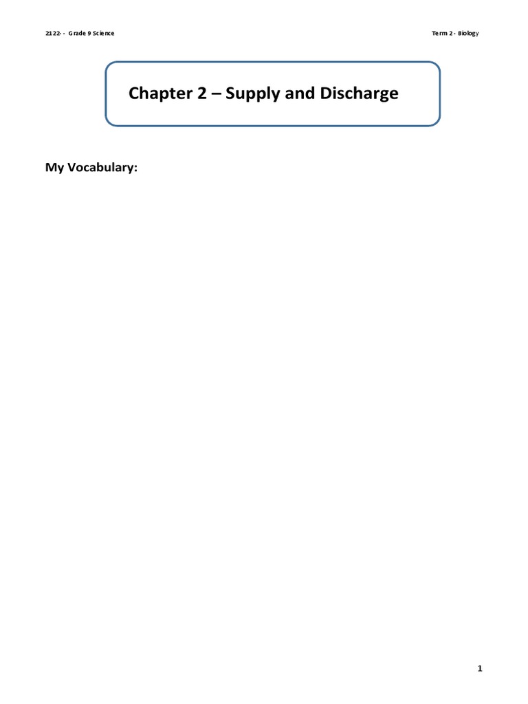 G9 Biology Chapter 2 Supply and Discharge Teacher Version PDF