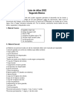 Segundo Básico Lista de Materiales 2022 Arreglada