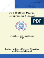 BS-MS (Dual Degree) Programme Manual: Guidelines and Regulations 2017